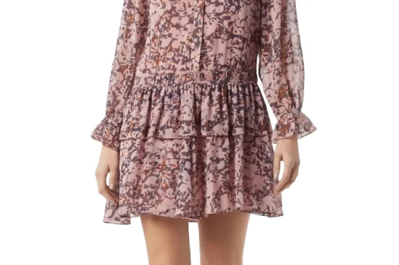 Elsverre Silk Mini Dress In Pale Mauve Malt