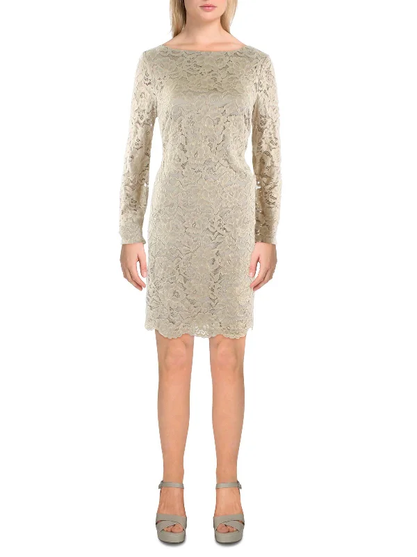 Womens Lace Mini Shift Dress