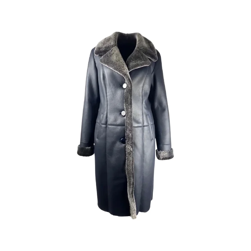 Women's Navy Brissa Shearling Coat  Style# 5002