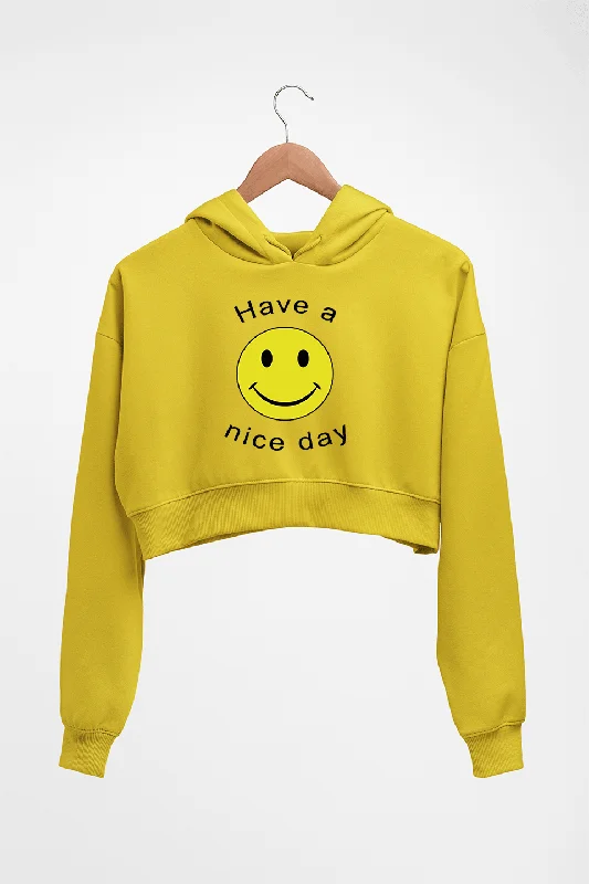 Nice Day Emoji Crop HOODIE FOR WOMEN