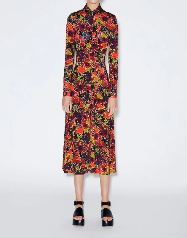 Slim Shirt Dress In Mosaic Flowers