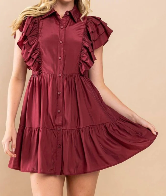 Button-Down Dress In Wine