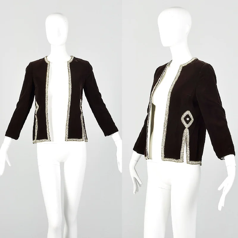 XS 1960s Brown Velvet Jacket