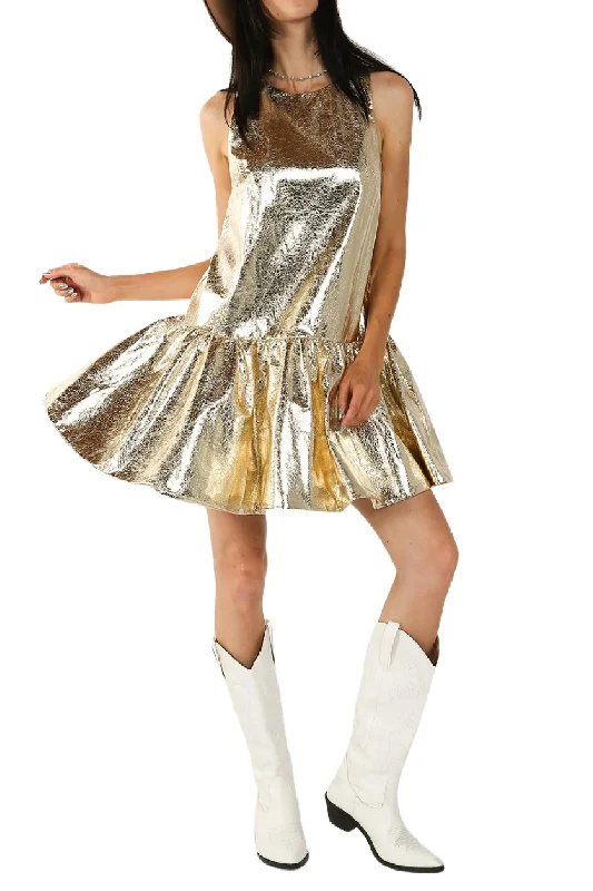 Metallic Cocktail Dress In Gold