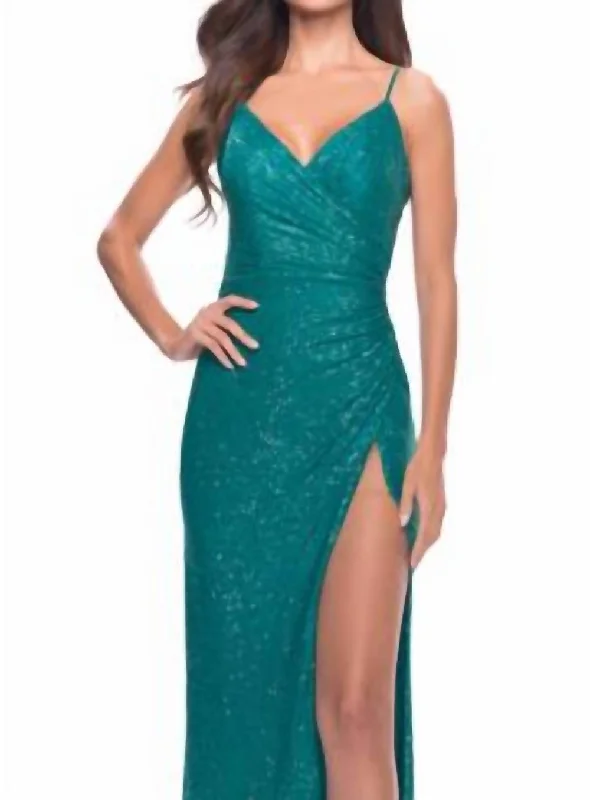 Sequin Long Prom Gown In Peacock