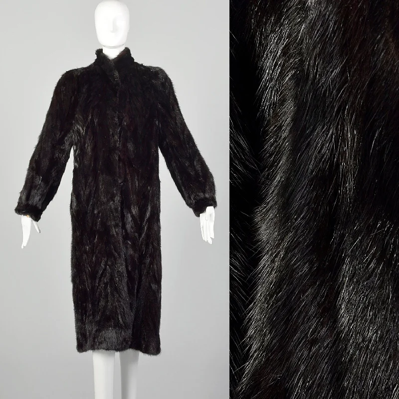 XS Black 1980s Mink Fur Coat