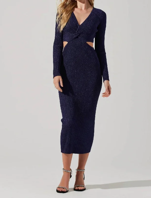 Riya Midi Sweater Dress In Blue