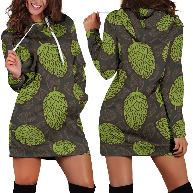 Hop Pattern Black Background Women'S Hoodie Dress