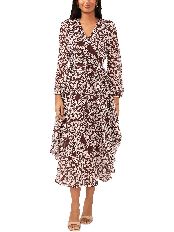 Womens Printed Long Midi Dress