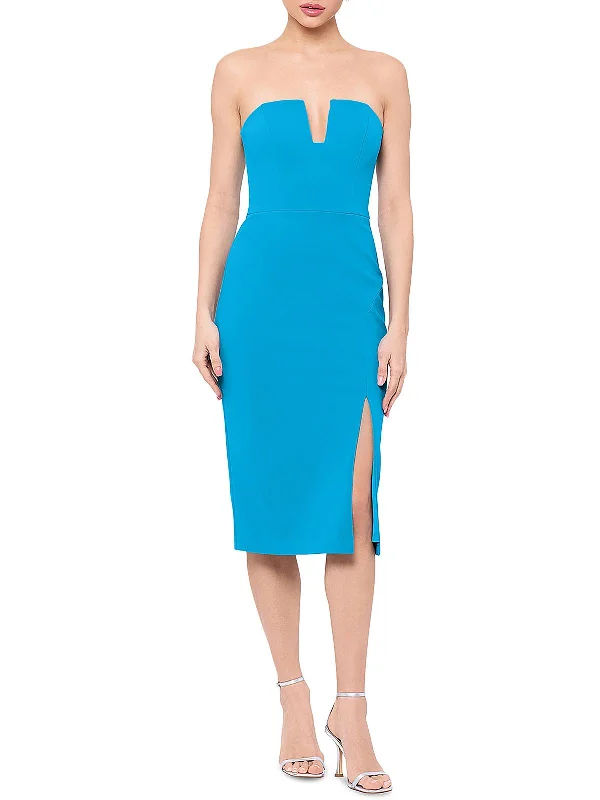 Womens Slit Midi Sheath Dress