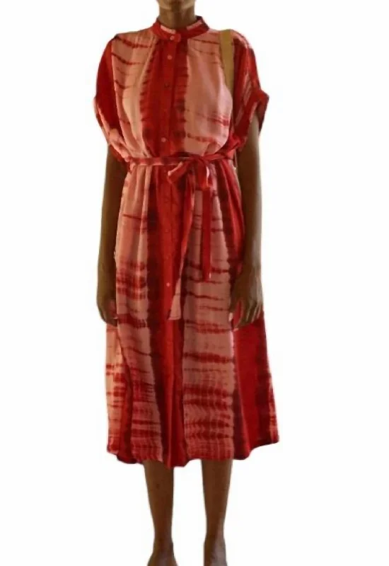 Valerie Kaftan Midi Dress In Tie Dye Rose