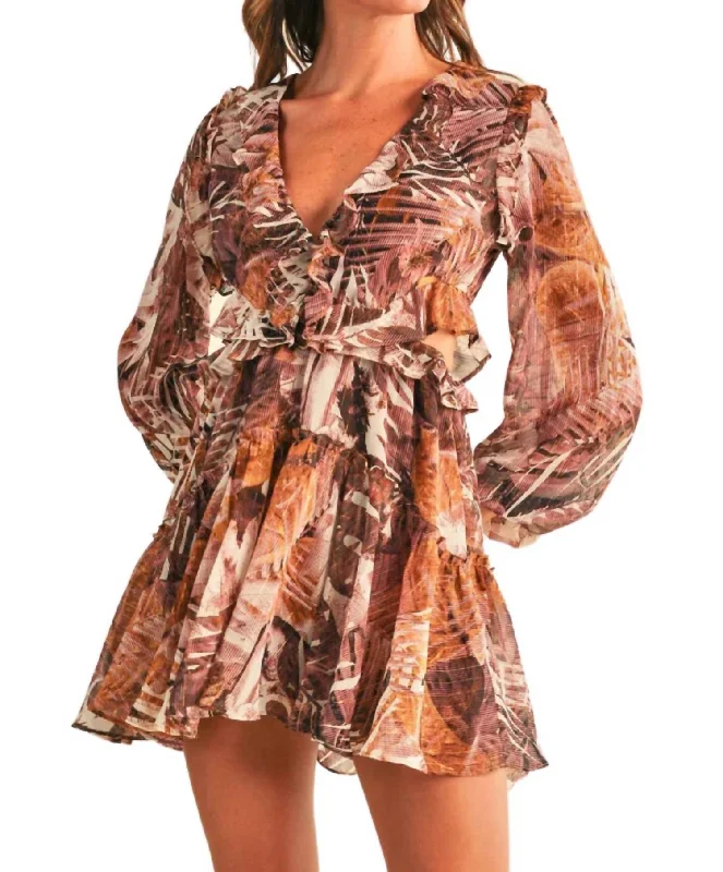 Forever Fall Mini Dress In Brown Multi