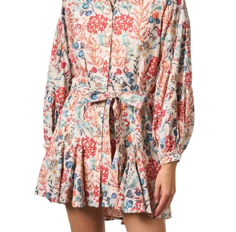 Thomas Print Dress In Beige Floral