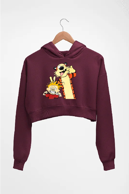 calvin hobbes Crop HOODIE FOR WOMEN