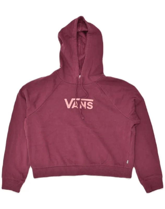 VANS Womens Graphic Hoodie Jumper UK 16 Large Burgundy Cotton