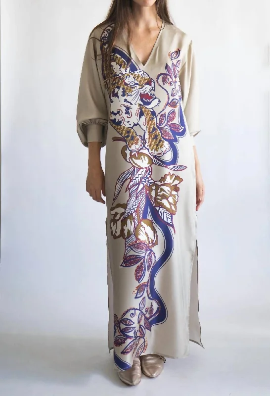 Silk Long Dress In Tiger