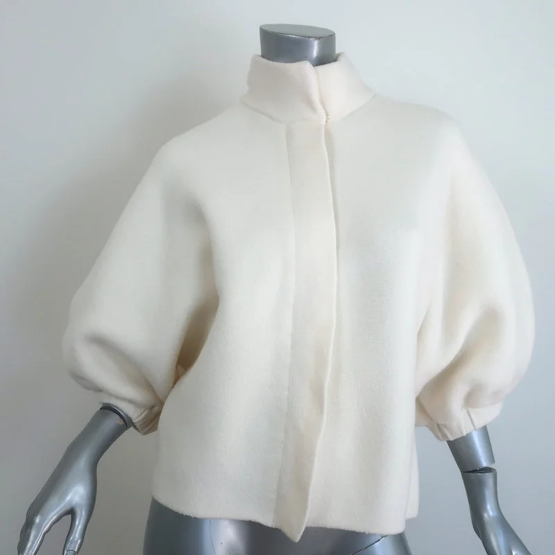 Max Mara Smirne Puff Sleeve Jacket Cream Wool Size 8