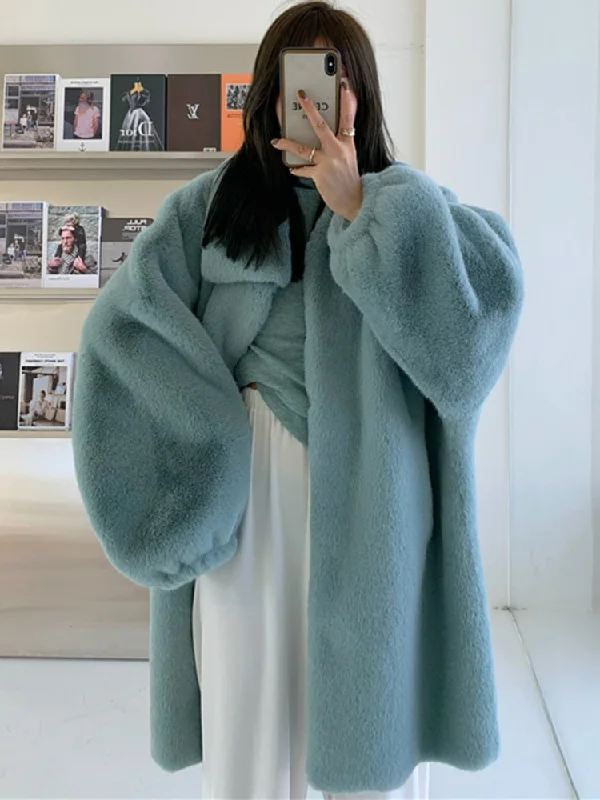 Winter Long Oversized Warm Soft Fluffy Faux Fur Coat Women