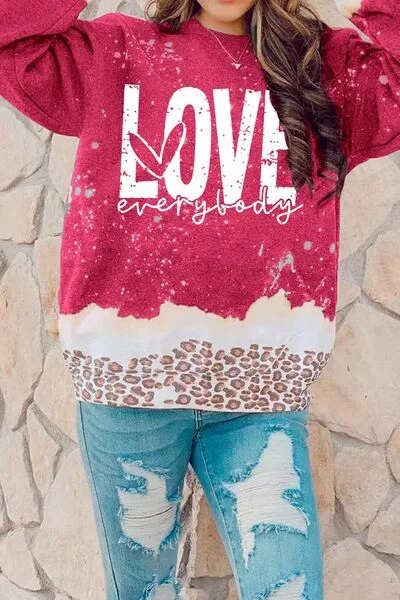 LOVE EVERYBODY Leopard Round Neck Ladies Sweatshirt